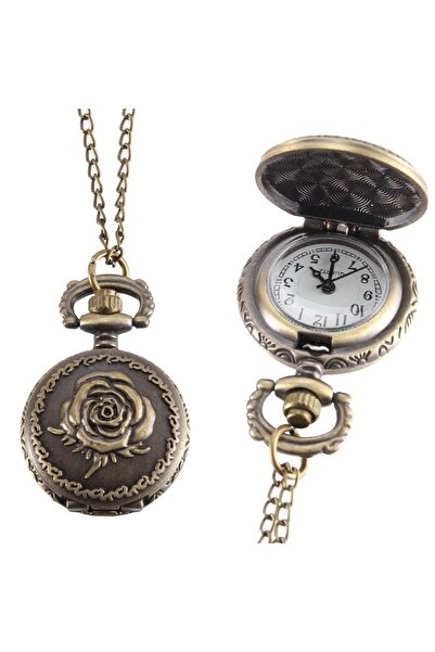 Choice Bronze Vintage Pocket Watch Bronze Color Quartz Watch Cool Chain Rose ...