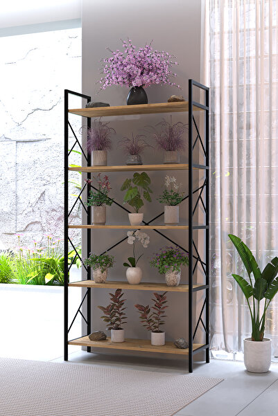 AWOX MANOLYA 5 Raflı Metal Çiçeklik 180x90 cm Dekoratif Bitki Standı Çok Amaç...
