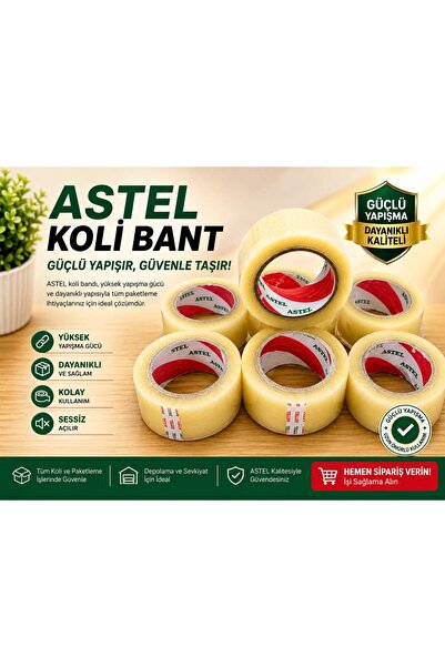 ASTEL 1 ADET ŞEFFAF KOLİ BANDI 45 x 100 MT AKRİLİİK YAPIŞKANLI KOPMAZ