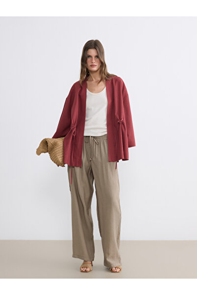 LC Waikiki Pantaloni de damă texturati cu talie elastică