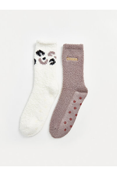LC Waikiki Non-Slip Sole Patterned Women's Home Socks 2 Pack
