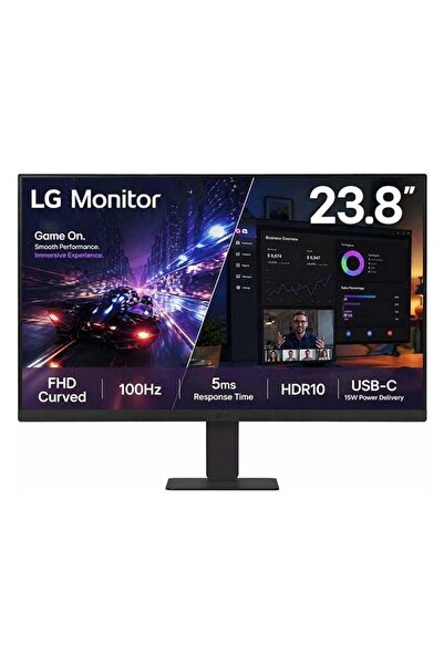 LG شاشة منحنية 24 بوصة (1500R) - دقة FHD، 100 هرتز، منفذ USB-C، خالية من الوم...