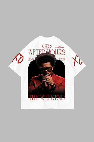 Sekizbiraltı The Weeknd after Hours White Oversize T-Shirt