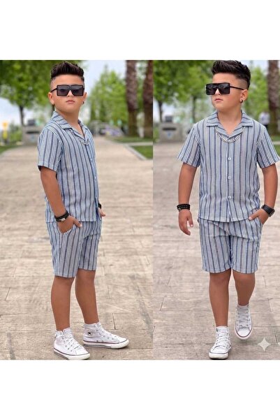 Ütk kids Boy's Summer 2-Piece Linen Set Shirt+Shorts