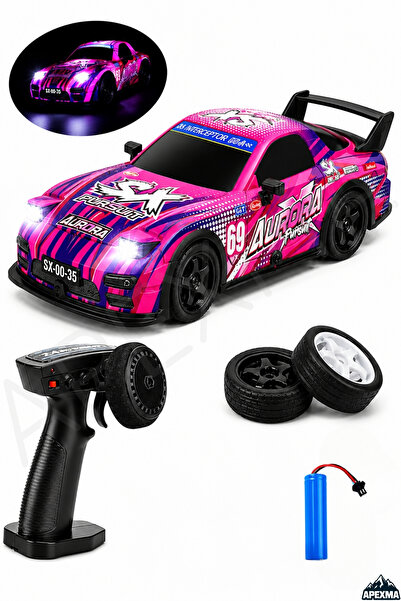 Apexma Oyuncak 2.4GHz Uzaktan Kumandalı 4x4 Şarjlı LED Işıklı Drift Yapan Ara...