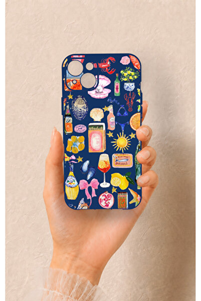 Vip Case iPhone 14 Plus/15 Plus Uyumlu Summer Desenli Silikon Kılıf