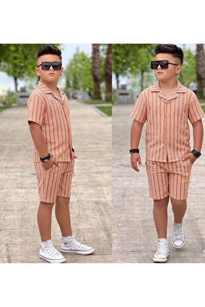 Ütk kids Boy's Summer 2-Piece Linen Set Shirt+Shorts