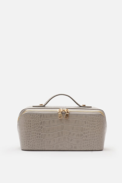 Bestyle Pedro Croco Genuine Leather Makeup & Travel Bag Gray Croco Leather