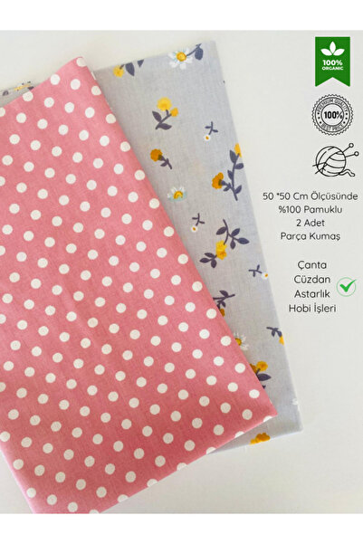 seyranat 2 Adet, En Boy 50 cm Pudra Puanlı ve Çiçekli Desenli, Çanta, Cüzdan,...