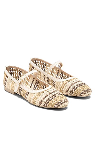 Dedos Women's Colorful Straw Detailed Orthopedic Non-Slip Sole Ballerina Shoe...