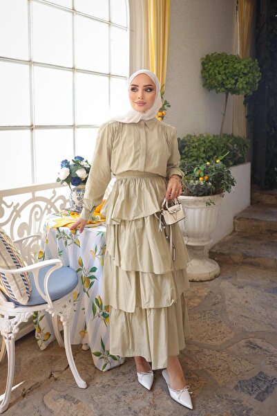 İmajButik Çağla Skirt and Layered Shirt Two-Piece Set