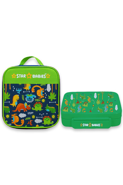 STAR BABiES صندوق غداء ستار بيبيز جرين جانجل بنتو مع 4 أقسام، خالٍ من مادة BP...