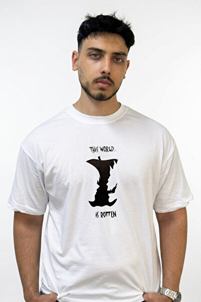 Anetos Death Note_9 Design Printed Oversize White T-Shirt