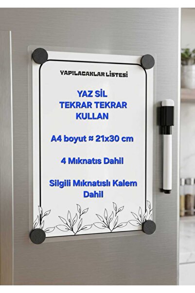 URDE Yaz Sil To Do List Magnet Yapılacaklar Listesi Magnet A4 - Mıknatıslı No...