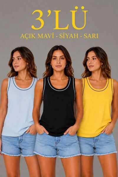 VELİZADE Women's Comfort Model Regular Fit Sleeveless Anti-Sweat Combed Cotto...