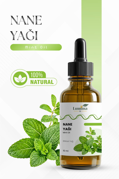 LUMİNAOİL Nane Yağı 10 ML (Peppermint Essantial Oil) Uçucu Yağ Damlalıklı Cam...