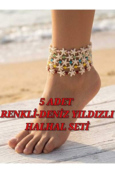 trendhazan A Quality Handmade Adjustable Colorful Starfish Anklet/Bracelet Set