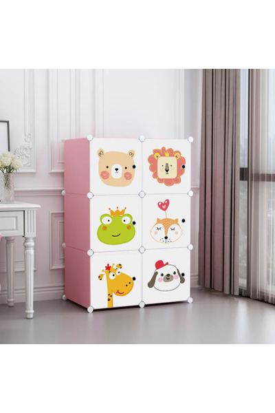 AT Performance Dulap Modular cu 6 Rafturi Roz ,AT PERFORMANCE® cu Animăluțe p...