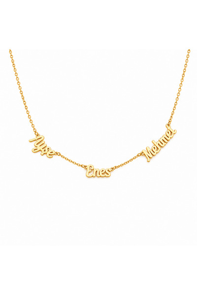 Ranavia Jewellery 925 Ayar Gümüş 3 İsimli Tasma Aile Kolyesi Kişiye Özel Tasa...