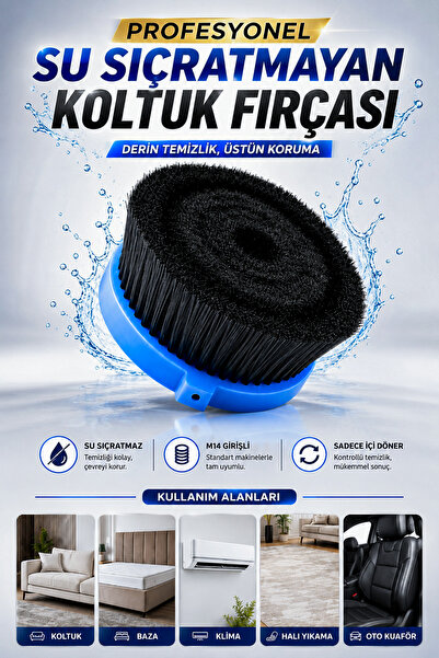 PROXCLEAN Endüstriyel Koltuk Fırçalama Su Sıçratmayan Mikron Yumuşak-15cm Kol...