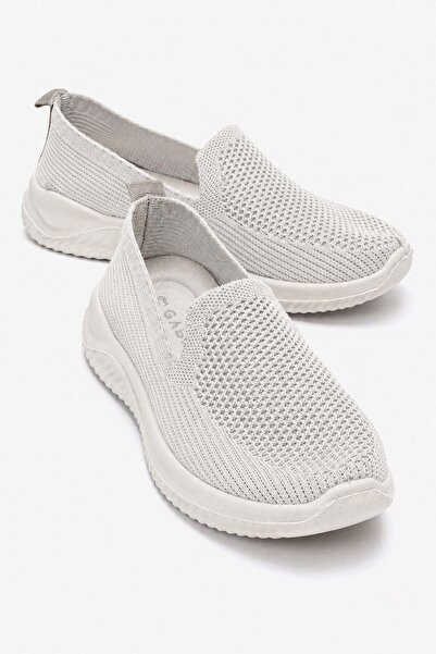CCWAY AYAKKABI Women's Plain Knitwear Ballerina Open Gray