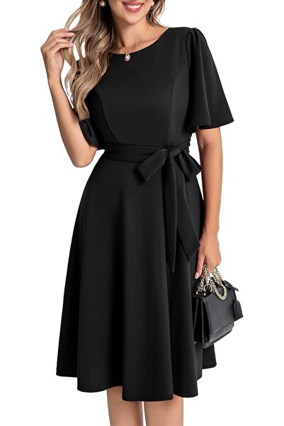 Dotail Rochie de damă, mâneci scurte, stil vintage, lungime midi, mărimea 2XL...