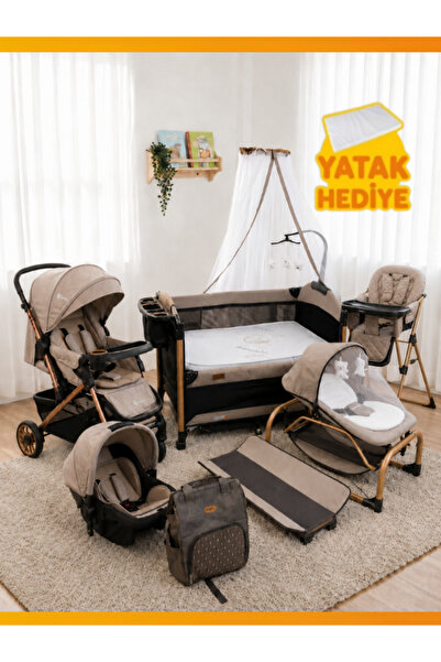modabebekler Bebek arabası Anne Yanı Asansörlü Park Beşik Sallanır Sabitlenir...