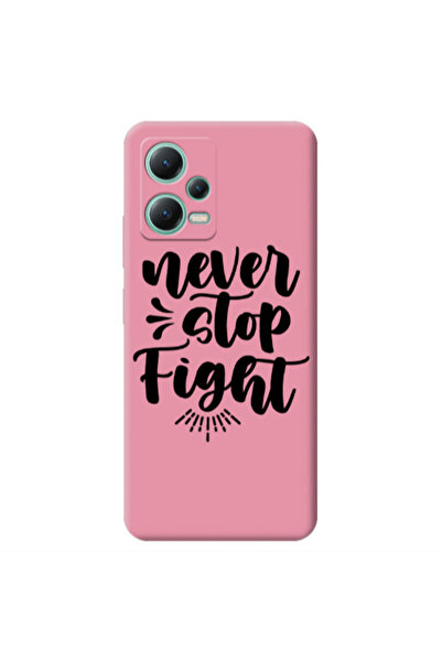 Other Xiaomi Redmi Note 12 Pro 5G Never stop fight Pink Colored Silicone TPU ...