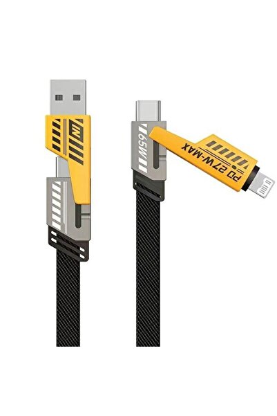 AWEI CL-226 Cablu de încărcare 4-în-1 USB-C/USB-A la USB-C/Lightning 65W 1.2m...