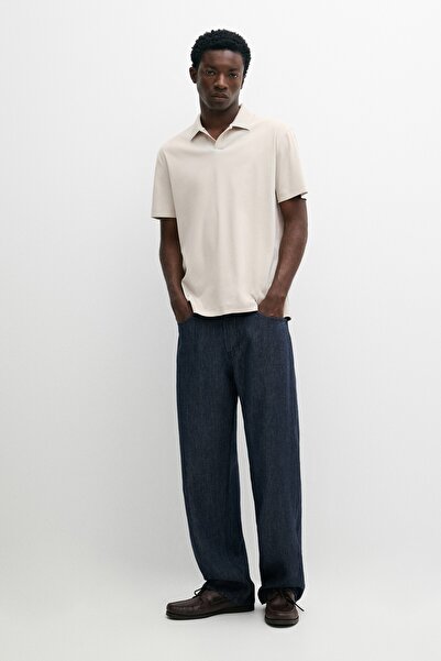 Massimo Dutti %100 pamuklu V yaka triko polo