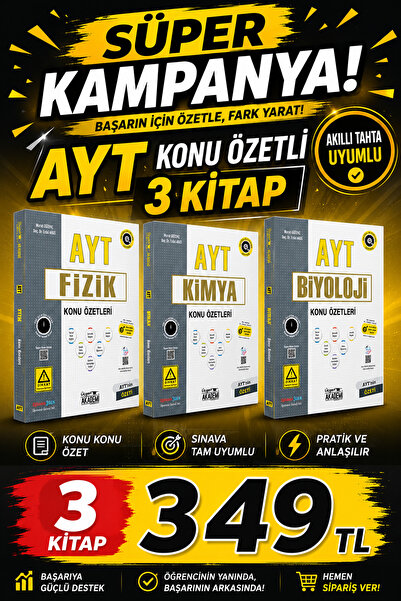 Üçgen Akademi Süper Kampanya AYT Konu Fizik Kimya Biyoloji Özetli Soru Bankas...