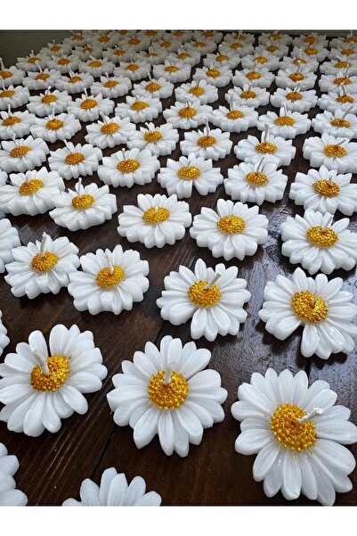 Dlara Mum ve Dekor Sarı Simli Papatya (10 ADET) Nikah Şekeri, Sünnet, Düğün N...