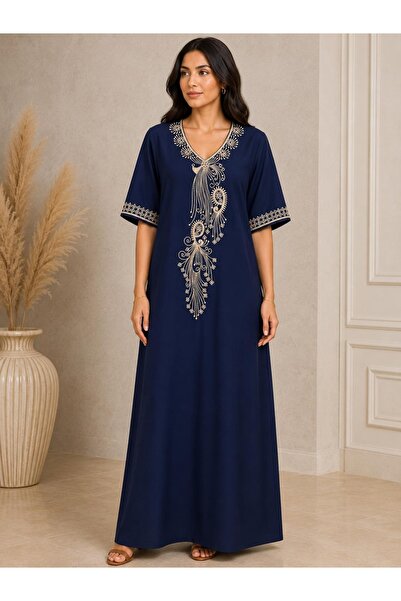 AYOUSH Royal Peacock Embroidered Jalabiya in Gold Rose Color with New Trendy ...