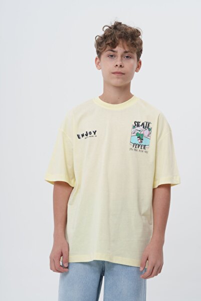 HayKids تي شيرت للأولاد ذو مقاس كبير مطبوع عليه Skate Fever ذو طابع التزلج عل...