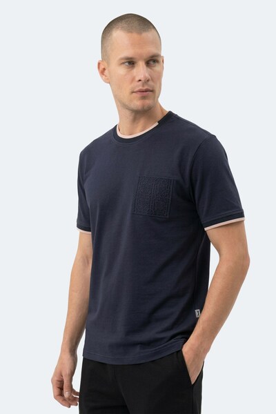Slazenger Ανδρικό βαμβακερό μπλουζάκι ZAVIER σε μπλε ναυτικό χρώμα ST16TE091