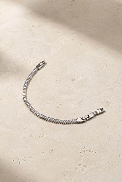 Balenbi Jewelry Women's Row Stone Tennis Model Anti-Tarnish Steel Bracelet Si...