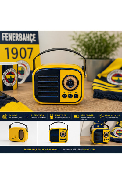 MİRLED AYDINLATMA Taraftar Radyosu Bluetooth Hoparlör FM Radyo USB/TF Kart De...