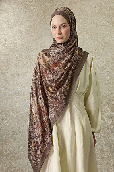 SilkTouch Coffee Volcanic Elegance Patterned Shawl