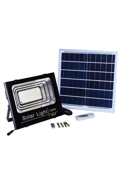 Jortan Proiector LED de 100W cu panou solar și telecomandă, cu funcții multip...