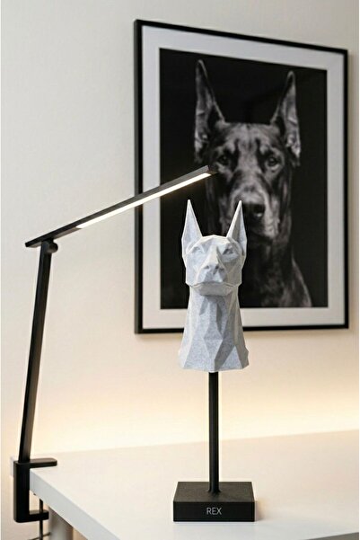 Doberman Standlı Büst Mermer Desen ( Kişiye Özel İsim )