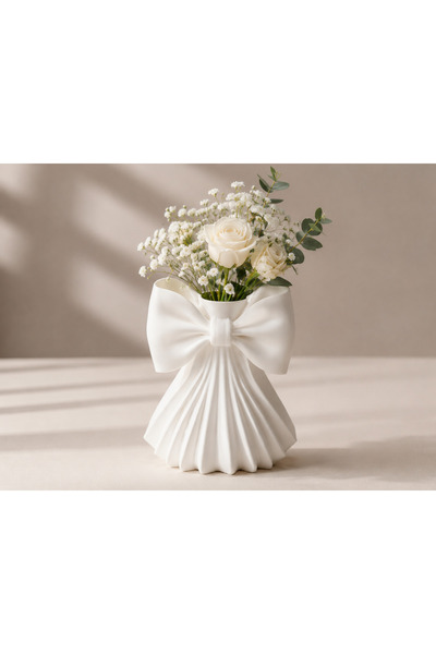 farist Decorative Vase with Bow Design |   Modern Flower Vase |   15X12X18 cm