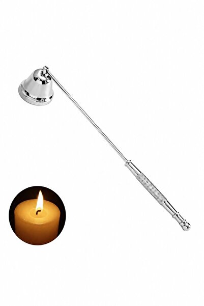 Chavin Hareketli Baş Çelik Silver 22 cm Dekoratif Çan Dizayn Saplı Mum Söndür...