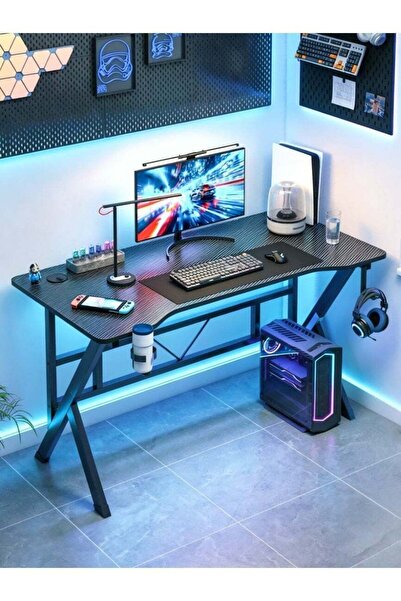 GULF GALLERY طاولة ألعاب على شكل حرف K، هيكل معدني ثابت، تصميم مع خطاف لسماعا...