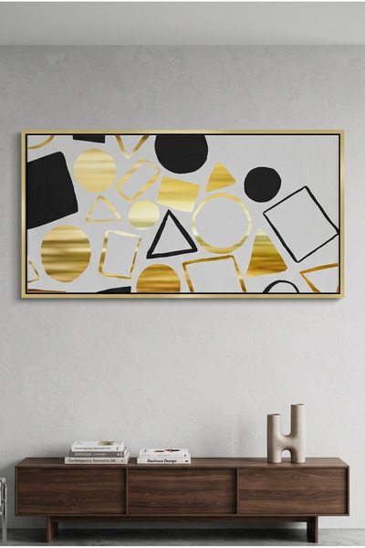 Jasmine Art Modern Geometry Gold Foil Geometric Wall Art | Framed Canvas Prin...