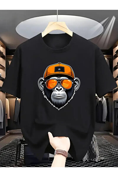1001moda Men's Print T-Shirt Orange Hat & Fashion Glasses - Casual Streetwear...