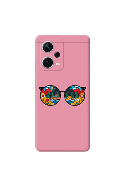 Other Xiaomi Poco X5 Round Glasses Pink Colored Silicone TPU Θήκη