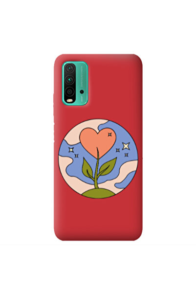 Other Xiaomi Poco M3 Hearted Flower Red Colored Silicone TPU Θήκη