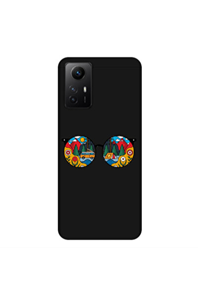 Other Xiaomi Redmi Note 12s Round Glasses Black Colored Silicone TPU Θήκη