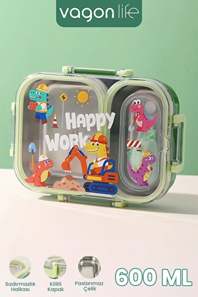 Vagonlife 600 ml Leak-Proof Two-Compartment Stainless Steel Lunch Box New Gen...