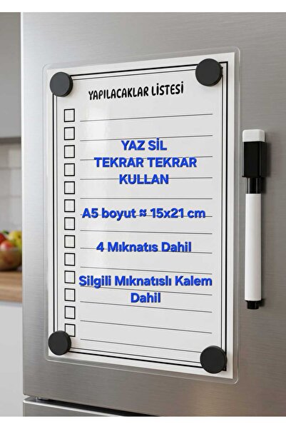 URDE Yaz Sil Yapılacaklar Listesi To Do List - Buzdolabı Manyetik Pano Uyumlu...